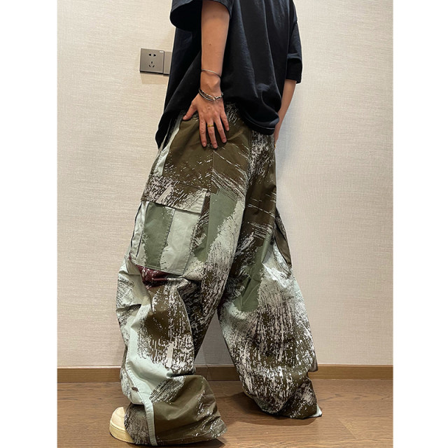 Big flower graffiti wide leg overalls