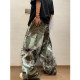 Big flower graffiti wide leg overalls