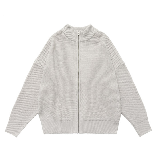 Spring high-street off-shoulder zipper cardigan jacket