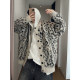 Dannyandzee spring retro warm khaki leopard print jacquard brushed button cardigan sweater jacket for men INS