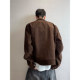 Dannyandzee spring retro versatile dark brown lapel fitted suede PU leather jacket for men INS