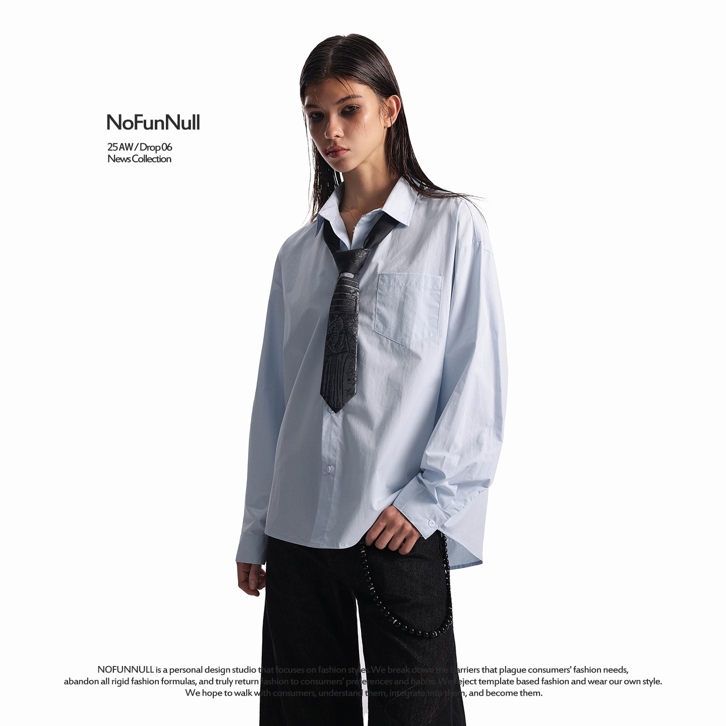 NOFUNNULL 美式休闲白色长袖衬衫男宽松极简中性风高智衬衣外套女,淘宝优惠券,粉丝福利购,淘宝优惠卷