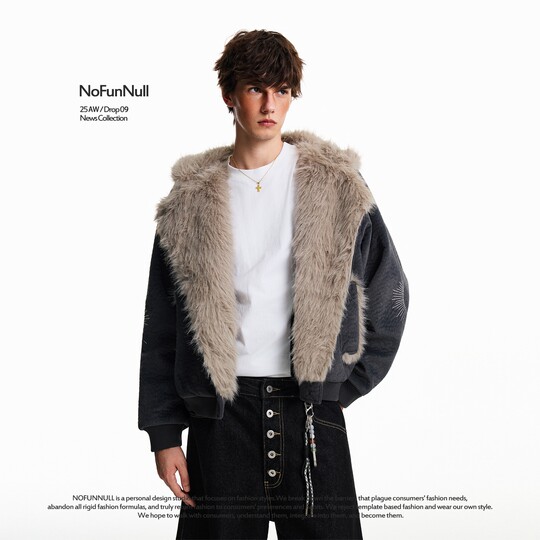 NOFUNNULL Cloud Velvet Short Mountain Carving Cotton Clothes