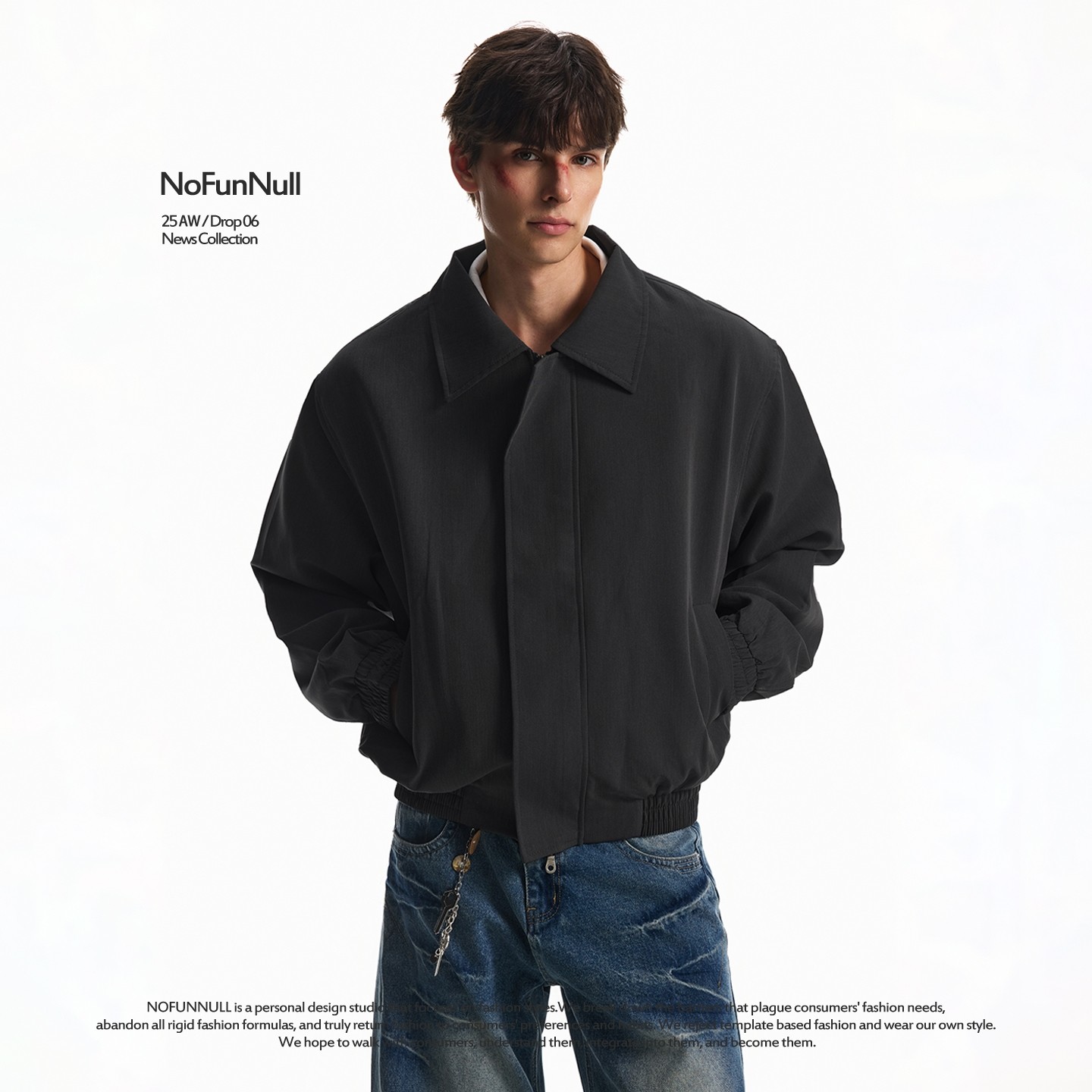 NOFUNNULL 美式cleanfit双拉链垫肩夹克男秋季短宽廓形bomber外套,淘宝优惠券,粉丝福利购,淘宝优惠卷