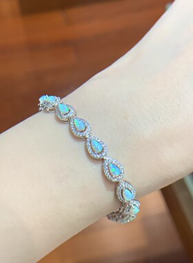 新款INS热卖S925纯银水滴形蓝澳宝手链轻奢手饰时尚优雅气质首饰