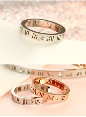 925纯银情侣对戒指ins仿真钻石男女款一对韩版罗马结求婚指环饰品