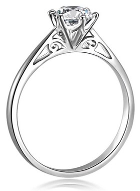 50分仿真钻戒925银镀白金对戒