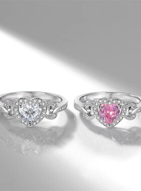 热销时尚爱心形美丽新娘求婚女款纯银戒指爱的纪念品熟女仿真钻戒