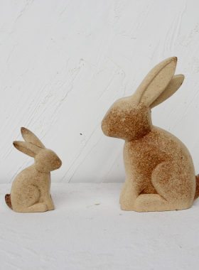 手工木兔子可爱桌面摆件