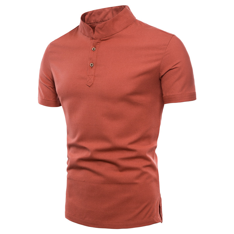 Men's Stand Collar Cotton T Shirt Camisa Polo Shirts男士T恤 - 图3