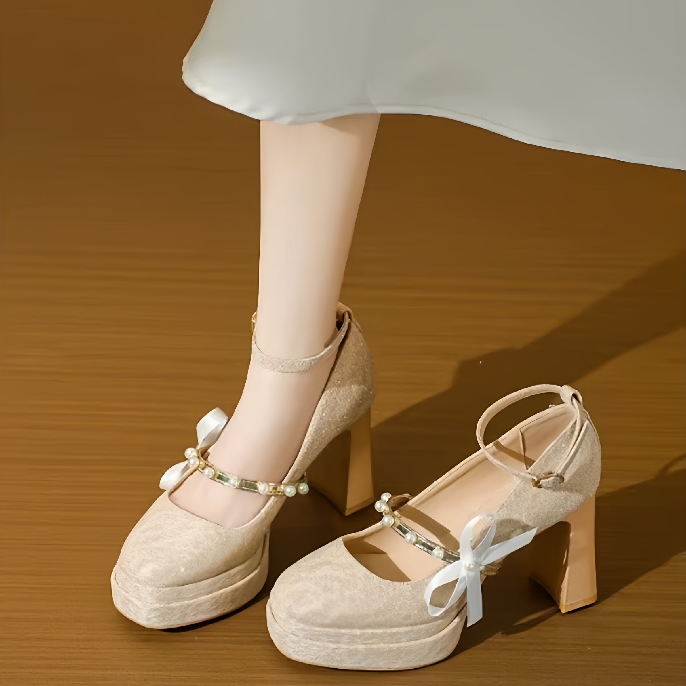 公主风蝴蝶结粗跟玛丽珍高跟鞋女圆头绝美细闪防水台婚鞋伴娘鞋子,淘宝优惠券,粉丝福利购,淘宝优惠卷