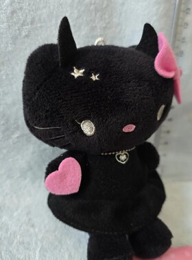 日本三丽鸥世嘉黑色恶魔kitty毛绒挂件