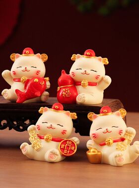 新款卡通招财猫办公室家居桌面小摆件招财纳福猫猫创意装饰品礼品