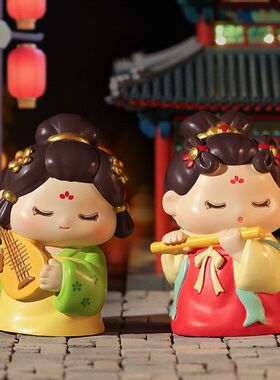 卡通人物摆件中式面文创侍女送