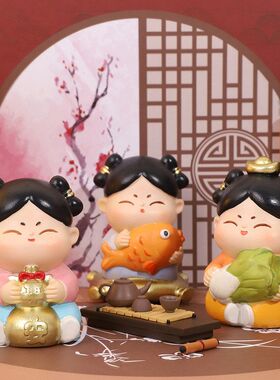 创意树脂玩偶系公仔摆件祝福中国