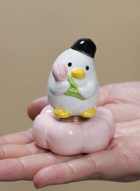 摆件鸭鸭玩摆摊解压转转陶瓷快乐
