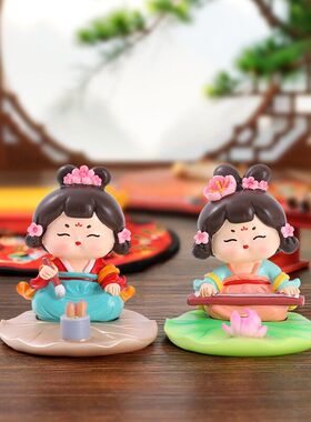 古风文房雅集唐仕女手机支架唐小环办公桌用品国潮摆件文创纪念品