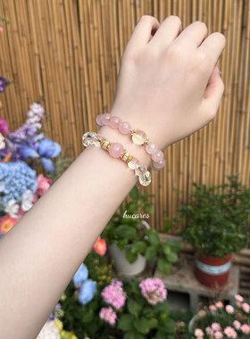 hucares「荔枝玫瑰」原创高定水晶手链手串转运珠闺蜜礼物小众