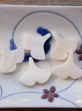 diy雕刻银杏叶白色发簪贝壳花