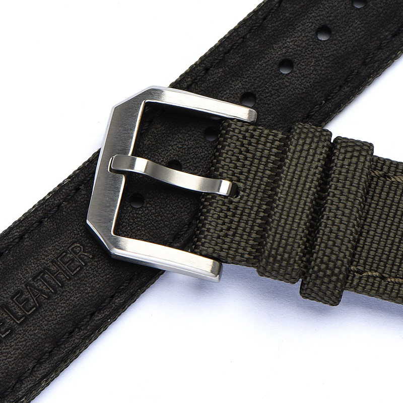 泊格帆布表带万国尼龙军绿黑色表带 泊格配件