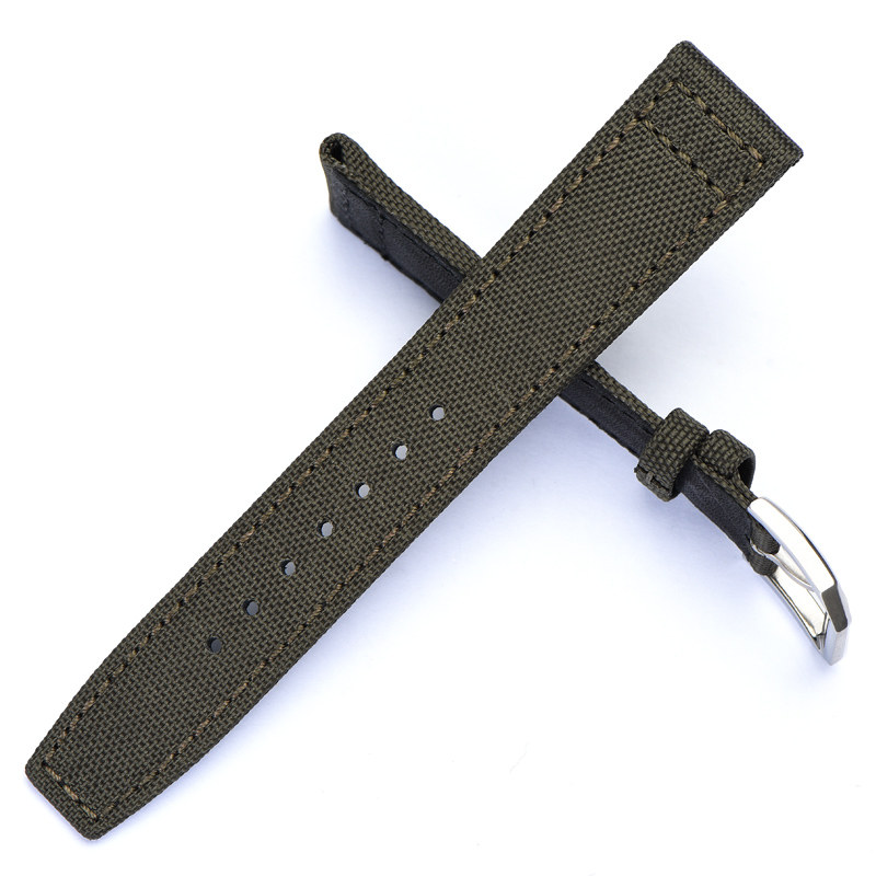 泊格帆布表带万国尼龙军绿黑色表带 泊格配件