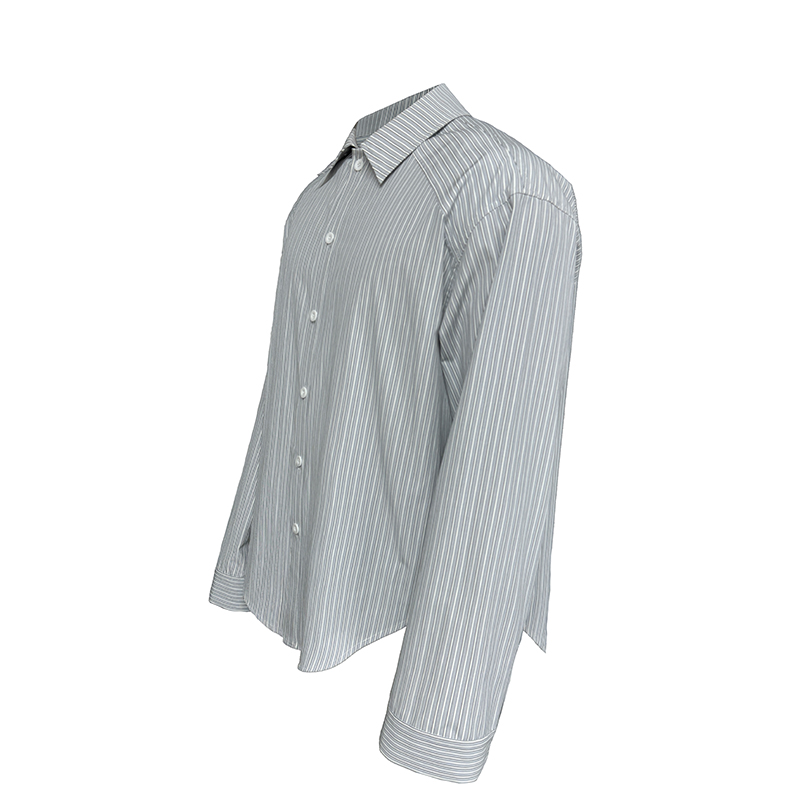 JCAESAR STRIPE SHIRT 间黑条纹衬衫 肩甲拼布栽片 大廓形结构 - 图0