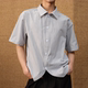 JCAESAR curved striped short-sleeved shirt loose