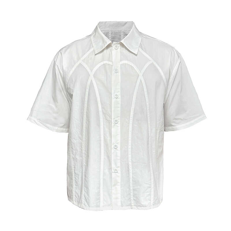 JCAESAR FENCE SHIRT栅栏短袖衬衫 弯弧包条工艺 结构线 纯棉200g - 图1