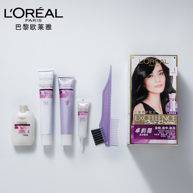 欧莱雅中联专卖店欧莱雅卓韵霜特润双膏染发霜染发水染发膏遮盖白发官网正品3