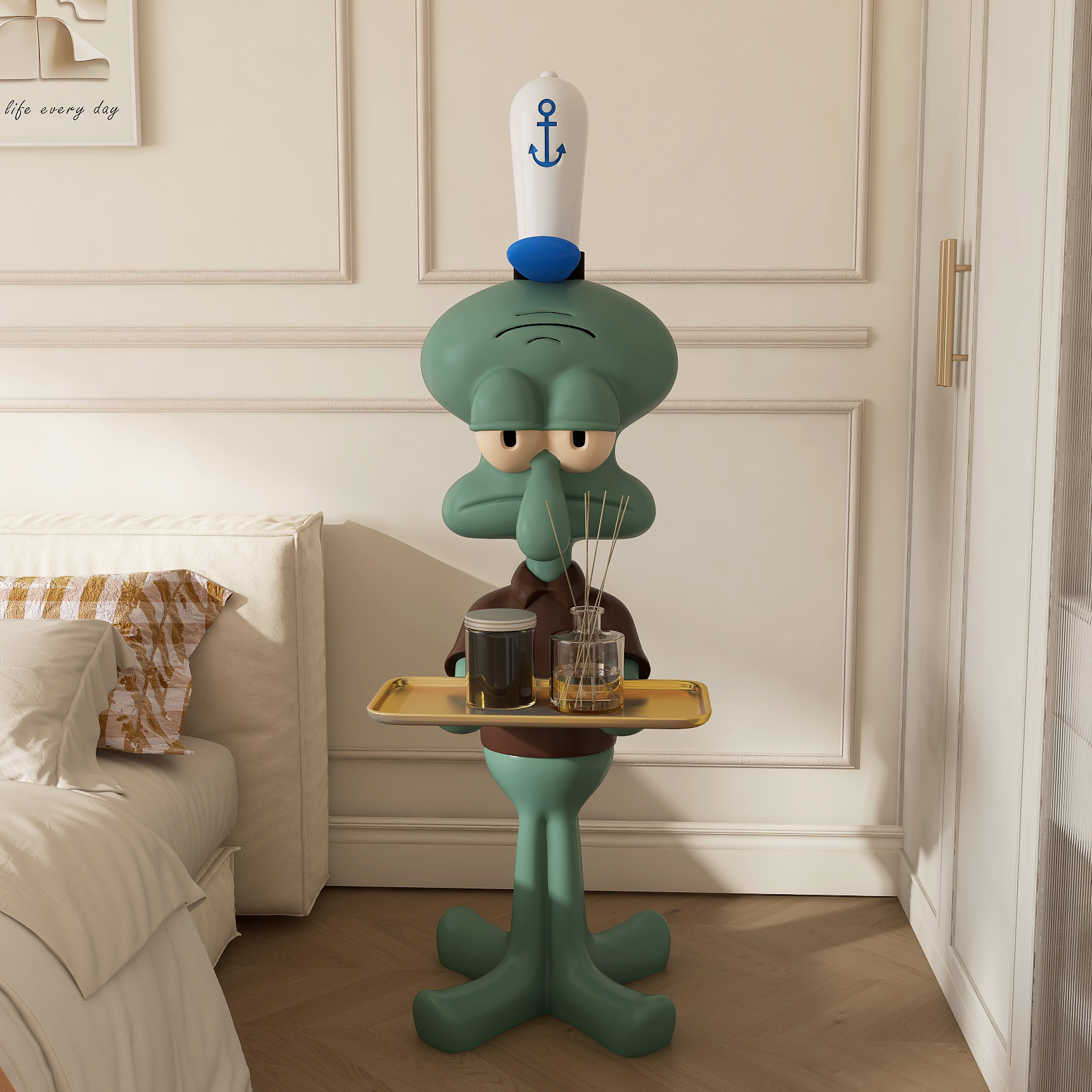 网红章鱼哥托盘落地大号摆件电视柜沙发旁装饰客厅置物架钥匙收纳 - 图2