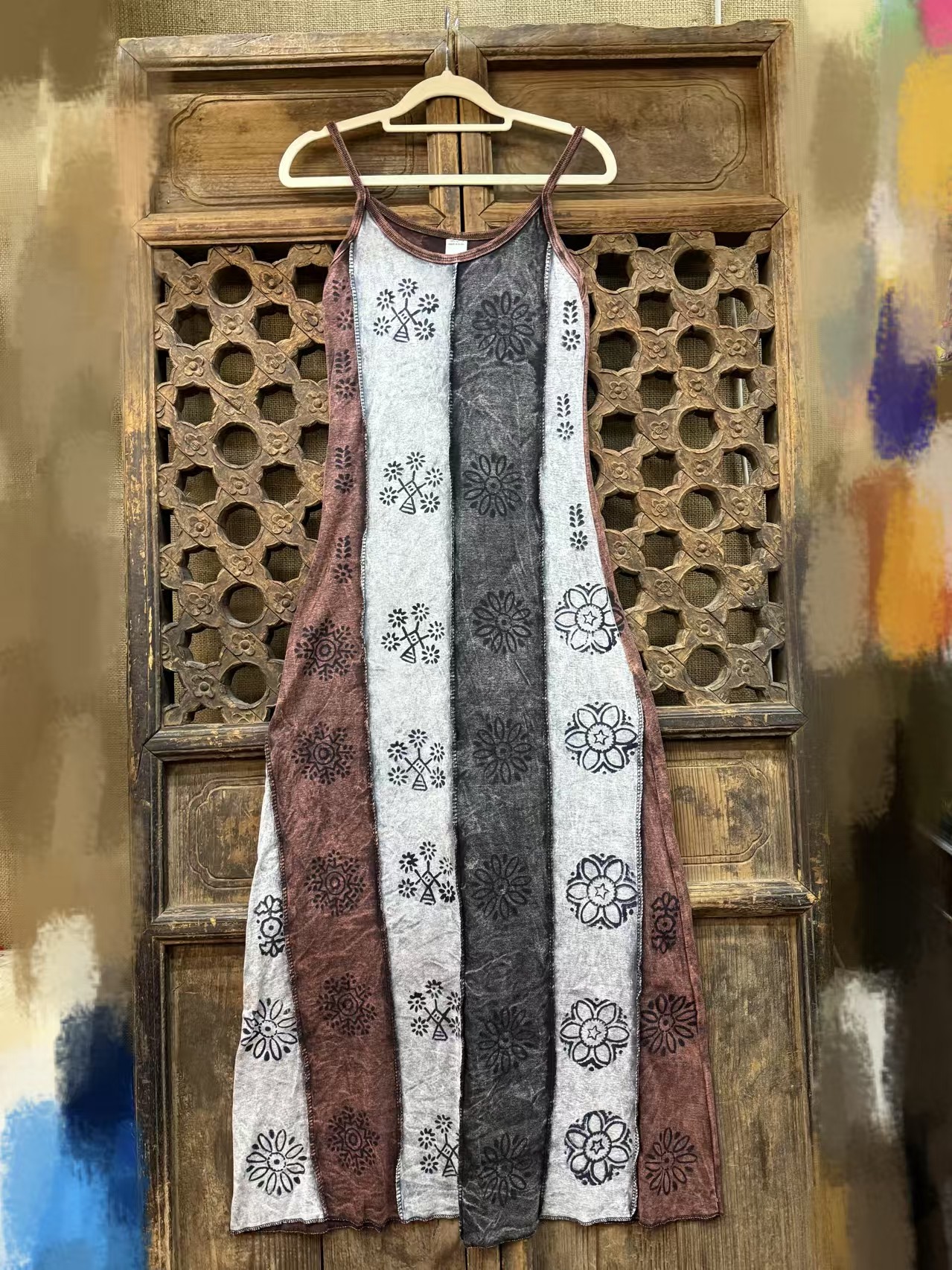 印度制嬉皮四季穿搭vintage古着孤品打底单穿纯棉扎染吊带背心裙,淘宝优惠券,粉丝福利购,淘宝优惠卷