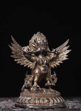 纯铜大鹏鸟摆件金翅大鹏仿古佛像雷震子护法雷公神像供奉装扮用品