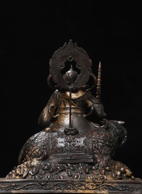 赵公明纯黄铜拓金复古铜器佛像武财神家居佛堂供奉装饰品桌面摆件