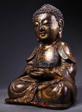 释迦牟尼阿弥陀佛像藏传密宗纯铜器家居佛堂供奉装饰桌面复古摆件