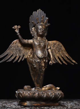 纯铜大鹏鸟摆件金翅大鹏仿古佛像雷震子护法雷公神像供奉装扮用品