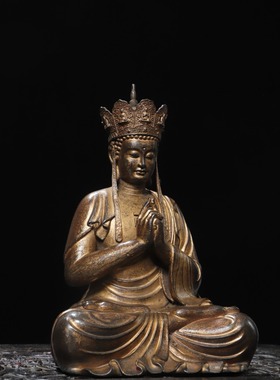 地藏王菩萨黄铜拓金仿古铜器藏佛佛像家居佛堂供佛装饰品桌面摆件