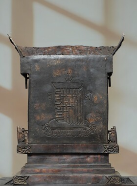 藏传密宗加厚大号金刚座佛台底座复古摆件黄铜藏式八吉祥佛台佛龛