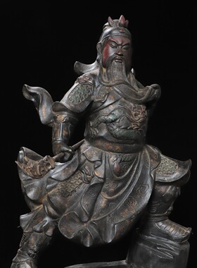 大号关公神佛像摆件纯黄铜复古客厅店铺武财神关羽关二爷供奉寺庙