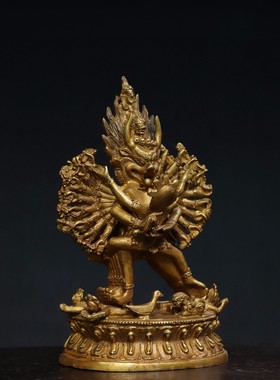 藏传纯铜地狱主金刚手大威德金刚马头大黑天吉祥天母护法财神佛像