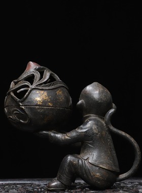 动物香薰炉黄铜拓金瑞兽炉狮子熏香炉家居佛堂桌面装饰品复古摆件