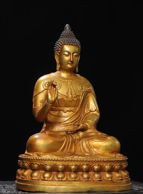 大日如来佛祖摆件纯铜天坛佛家用供养佛像大号坐莲花释迦牟尼铜像