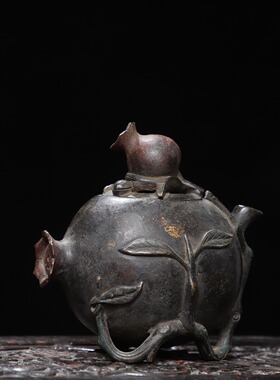 纯铜植物香炉仿古黄铜石榴多子多福香薰炉家居办公茶道装饰工艺品