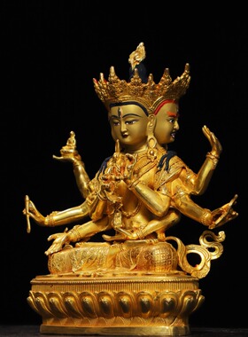 西藏藏传密宗纯铜鎏金尊胜佛母菩萨佛像家用佛堂铜器供奉装饰摆件