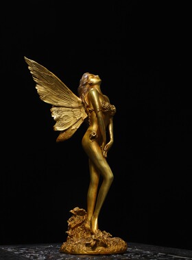 胜利女神铜鎏金像摆件艺术品现代手工家居装饰品办公室创意复古雕
