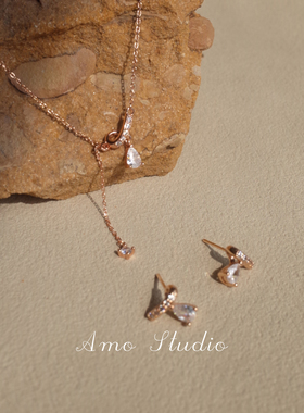 AMO晴川Y型闪钻银项链女轻奢小众