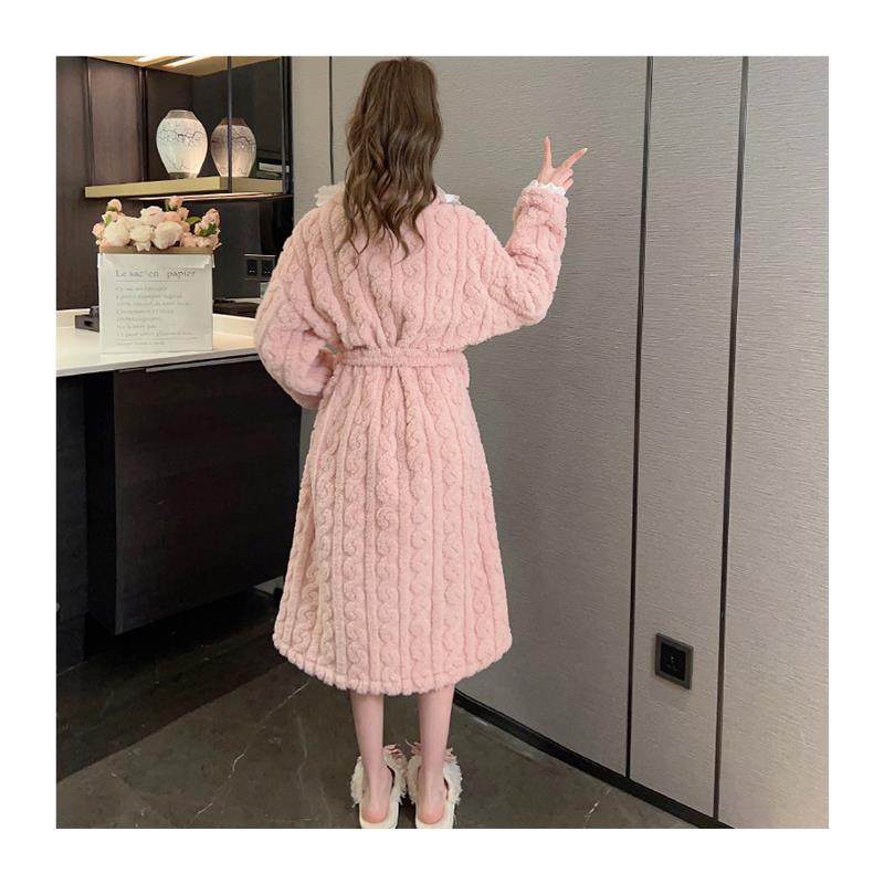 2024新款秋冬长款睡袍女性感珊瑚绒加厚加绒睡衣睡裙女法兰绒浴袍,淘宝优惠券,粉丝福利购,淘宝优惠卷