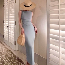 Sandro Moscoloni French style with a shoulder sleeveless dress woman 2022 Summer Advanced senses a long dress