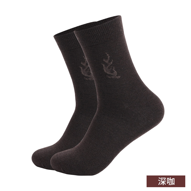 猫人男中长筒商务纯棉纯色冬毛圈袜 miiow猫人天彩长筒袜