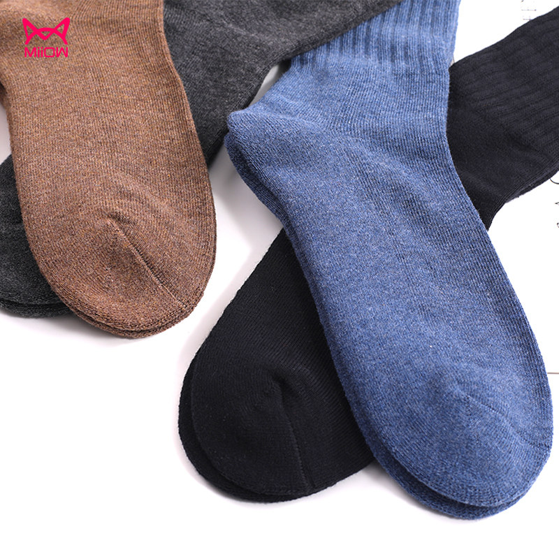 猫人男士秋冬季纯棉透气吸汗中筒袜 miiow猫人天彩短袜/打底袜/丝袜/美腿袜