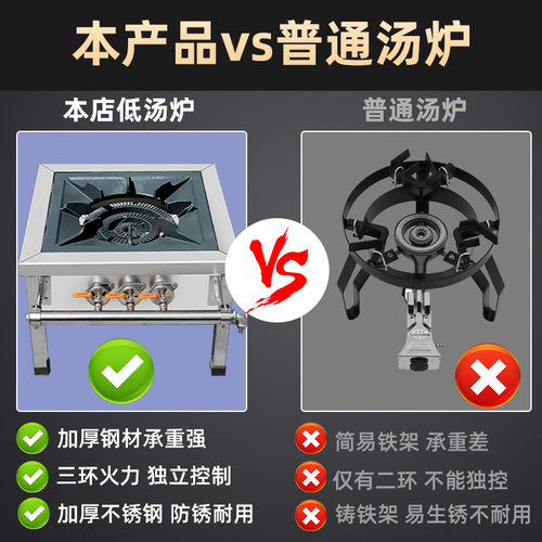 猛火灶燃气韩式低汤灶节能熄保不锈钢商用卤肉灶矮脚炉吊汤矮仔炉 - 图2